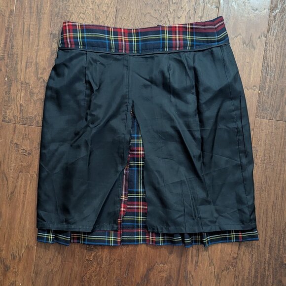 Brooks Brothers 346 100% Wool Pleated Skirt Red Blue Check Plaid Size 8 - Picture 6 of 7